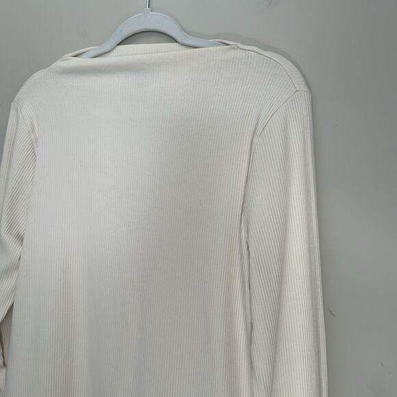 J. Crew Women’s Vintage rib split-neck T-shirt with gold buttons Ivory Size XL - Picture 3 of 9